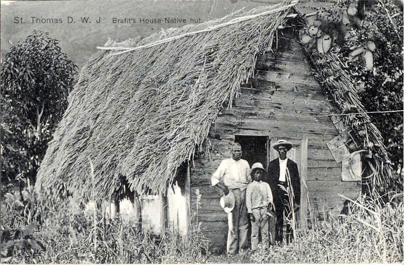 How Some lived: Some St. Thomians lived in traditional thatch-roofed homes a century ago. 