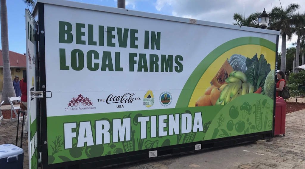 The front of a Farm Tienda, a 'pop-up' farm stand being donated to Crucian farmers by the St. Croix Foundation and the Coca Cola Company.. (Elisa McKay photo)