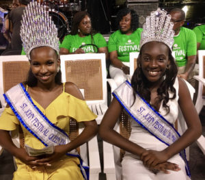 Miss St. John Festival Queen Lenisha Richards and Junior Miss St. John Festival Tamyra Bartlette were on hand for the village opening. (Source photo by Amy Roberts)