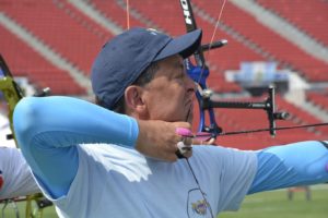Bruce Arnold takes aim as he prepares to compete at the U.S. Archery National Championship this month in Ohio. (File photo)