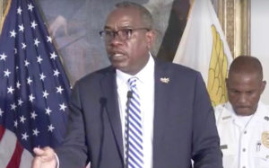 Gov. Albert Bryan speaks at Monday's news conference. (Image captured from the V.I. Government's livestream of the press conference)
