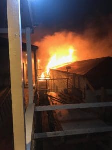 Fire at Royal Dane Mall late at night on July 4, 2019. (Submitted photo)