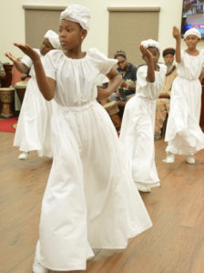 The Ulla F. Muller Elementary School Bamboula Dancers performed Friday in the Senate chambers. (Photo by Barry Leerdam, Legislature of the Virgin Islands)