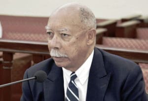 George Dudley testifies before the Senate Finance Committee. (Barry Leerdam, USVI Legislature)