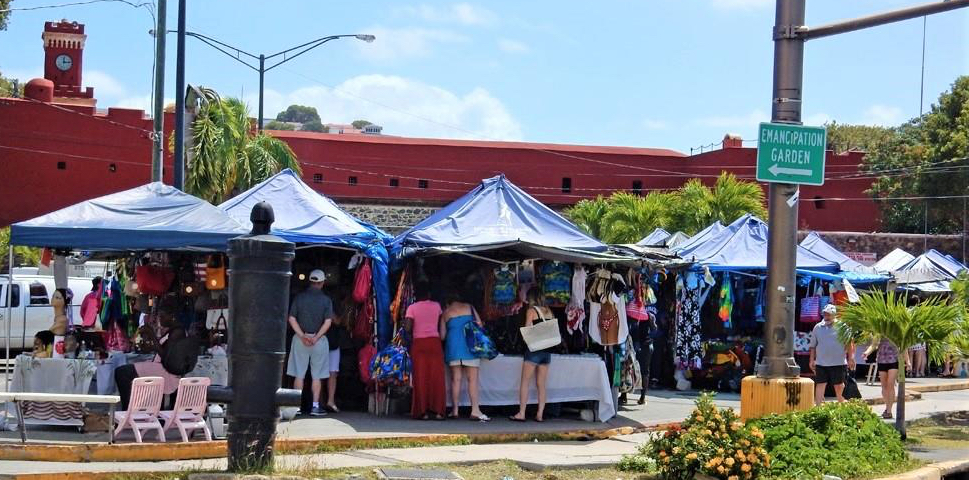 Crowds gather at Vendors Plaza on St. Thomas. (File photo by the USVI Legislature)