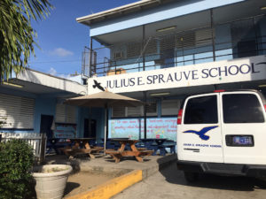 Julius E. Sprauve School, the site of a not-quite-watertight hurricane shelter. (Source photo by Amy Roberts)
