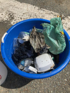 Single use plastics collected on Raadets Gade during Rock City Clean Streets cleanup. (Photo supplied by Kitty Edwards)