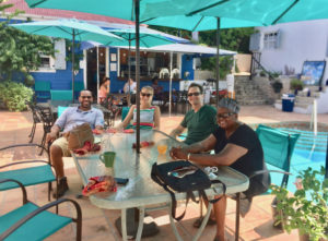 Peter Chapman, Corina Marks, Ryan Flegal and Aminah Saleem enjoy Sunday brunch at the Sugar Apple. (Source photo by Susdan Ellis)