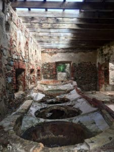 The roof of the Reef Bay sugar factory was a popular place for bats to roost before it was destroyed by the 2017 hurricanes. (Source photo by Amy Roberts)