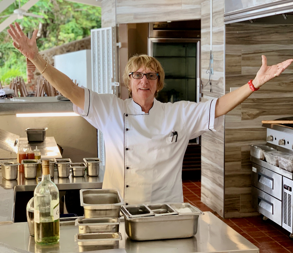Proprietor Patricia LaCorte expresses delight with Oceana’s spacious open concept kitchen. (Photo provided by Oceana Restaurant and Bistro)
