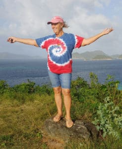 Allison Smith demonstrates the rock pulpit. (Source photo by S. Pennington)