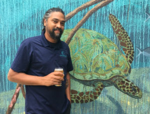 Nico Cherubin has a Leatherback with the brewery's symbol – the leatherback. (Source photo Susan Ellis).