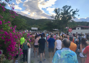 Runners line-up to get to the start line in Cruz Bay. (Source photo by Kyle Murphy)