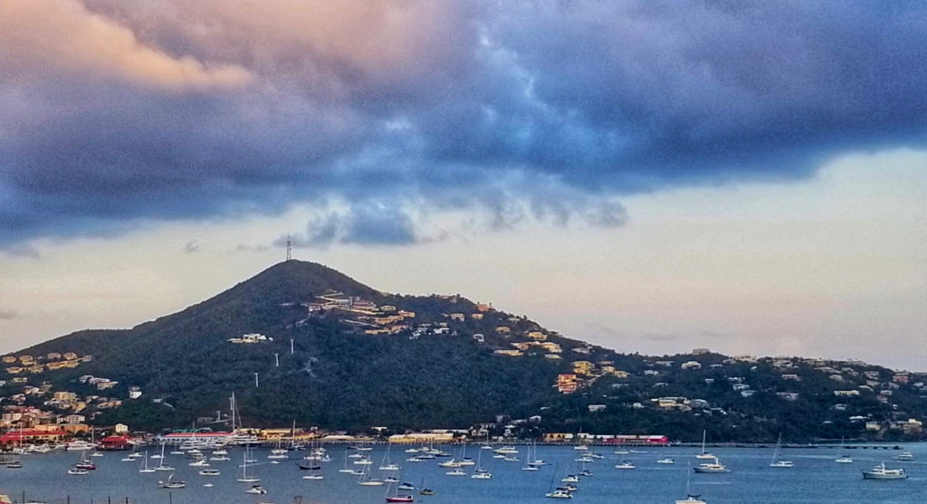 Though more vessels may be anchored than what can be counted, this photo shows 75 boats in the Charlotte Amalie Harbor. (Source photo by Bethaney Lee)