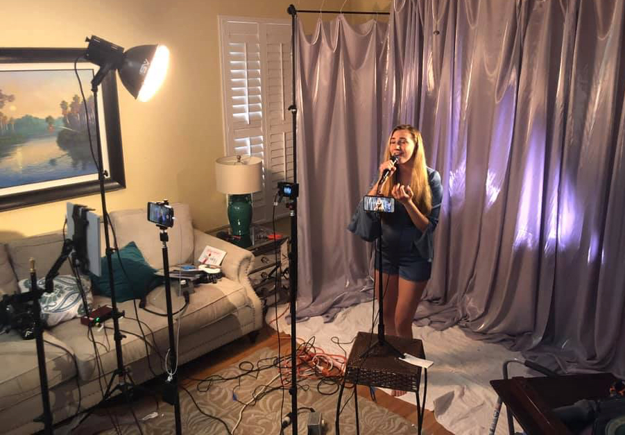 Allegra Miles rehearses at home for the semifinal of 'The Voice.' (Photo by Thia Muilenburg)