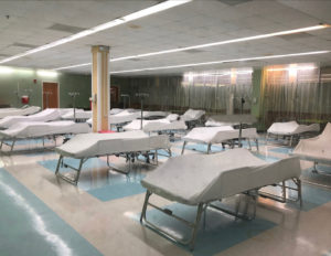 The JFL cafeteria has been converted to hold non-COVID patients if needed. (Source photo by Susan Ellis)