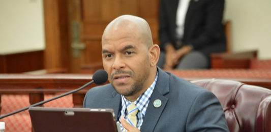 Public Works Commissioner Nelson Petty Jr. testifies during Tuesday’s Committee on Finance hearing. (Photo by Barry Leerdam, V.I. Legislature)