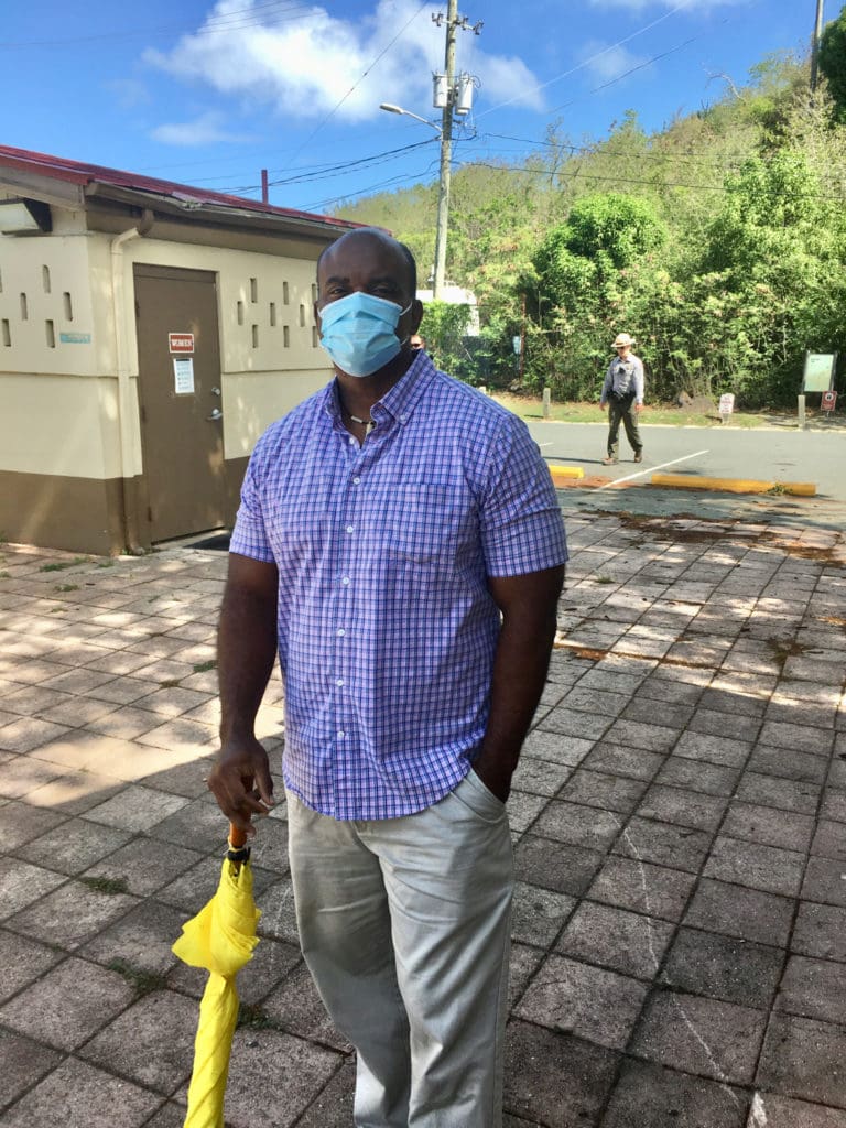 Sen. Steven Payne, who served 19 years on the VIPD, marched in support of Black Lives Matter. (Source photo by Amy H. Roberts)