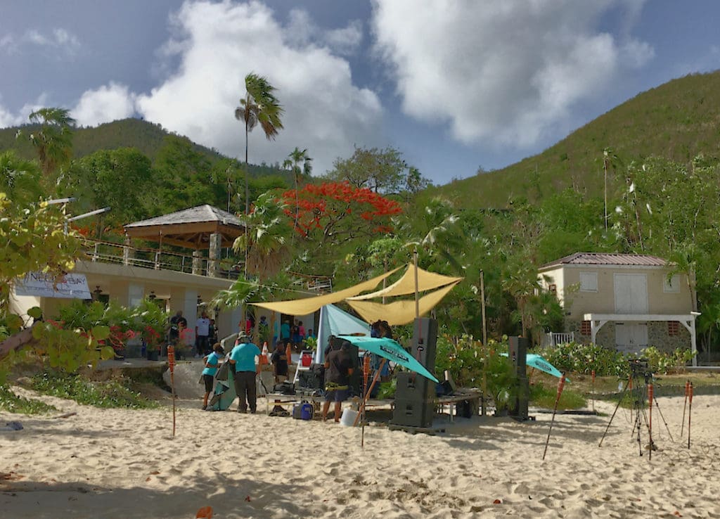 The beach was mostly empty but the music was loud for Jou'Virtual. (Source photo by Amy H. Roberts)