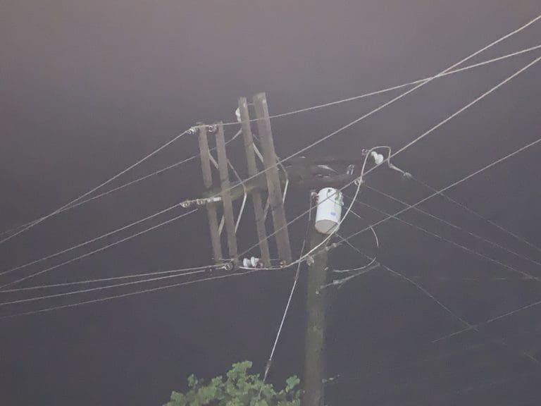 Utility Pole Fire Cuts STT-STJ Power Two Hours Sunday Night