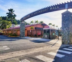 Gates at the entrance of Havensight Mall are closed during the coronavirus pandemic. (Source photo by Bethaney Lee)