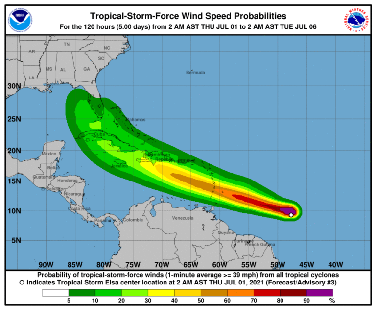 Tropical Storm Elsa Forecast to Pass South of USVI Friday *Update*