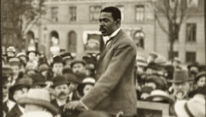 David Hamilton Jackson, a teacher, owner and editor of a newspaper, and a judge from St. Croix who fought for workers’ rights, is pictured in 1915 giving a speech in Denmark. The photo is another example of a primary source used by researchers to understand history. (Image from the Danish Royal Library)