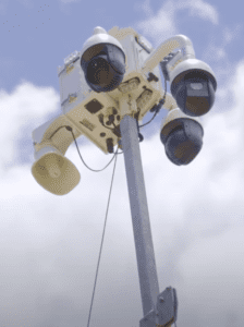 Vandals damaged a security camera system that the V.I. Police Department erected near the Frederiksted Pier on St. Croix. (Screenshot from VIPD video)