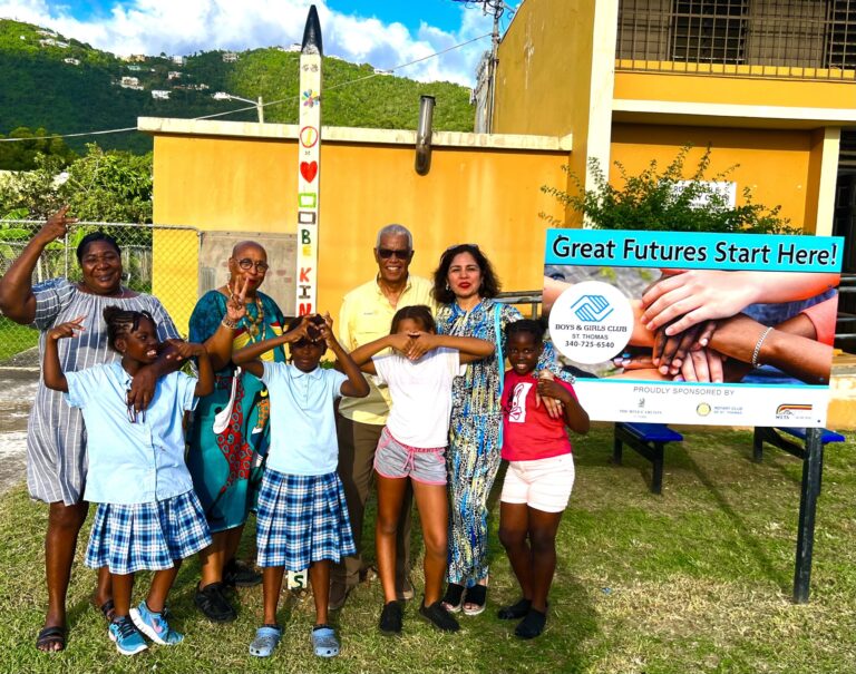 Rotary Club of St. Thomas Plants First Peace Pole with Help from Boys and Girls Club