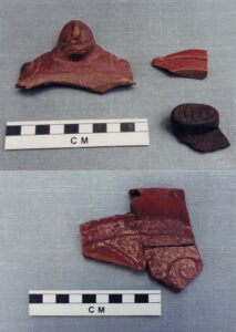Fragments of decorated pottery were found at Tutu. (Photo by Emily Lundberg)