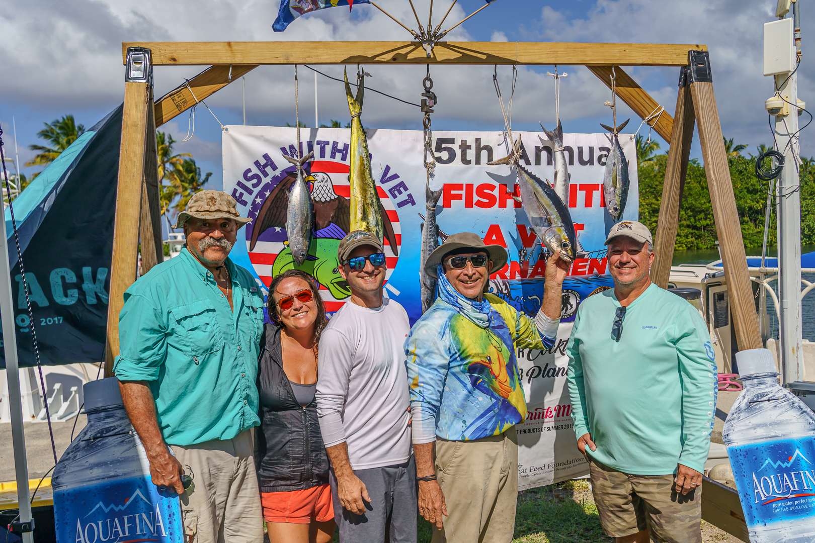 Winners of the Fish With A Vet Tournament included, first place, 17-pound barracuda, Graviel Santana on Golden Eagle, Capt. Edgar Bengoa; second place, 12.5-pound barracuda, Augustin Mason on Down South Charters, Capt. Randy Brewington; third place, 9.2-pound barracuda, Dale Mason on Down South Charters; smallest fish, 1.3-pound bar jack, Kevin Henley on Down South Charters. (Photo by Winners of the Fish With A Vet Tournament included, first place, 17-pound barracuda, Graviel Santana on Golden Eagle, Capt. Edgar Bengoa; second place, 12.5-pound barracuda, Augustin Mason on Down South Charters, Capt. Randy Brewington; third place, 9.2-pound barracuda, Dale Mason on Down South Charters; smallest fish, 1.3-pound bar jack, Kevin Henley on Down South Charters. (Photo by Chéri@freespirit) 