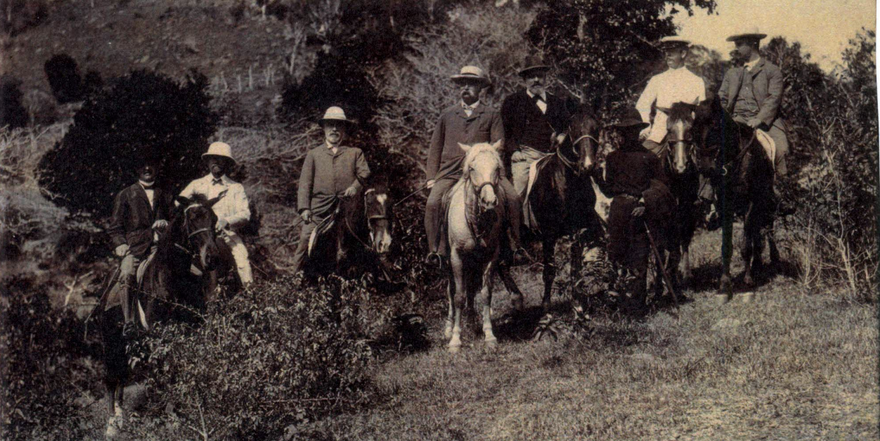 Members of the Royal Commission on horseback on St. Croix in 1903, gathering information about the Danish island’s economy. (Cover photo from “The Sugar King: Jacob Lachmann In the Skane and Danish West Indies Sugar Industries“ by Bengt Lachmann)