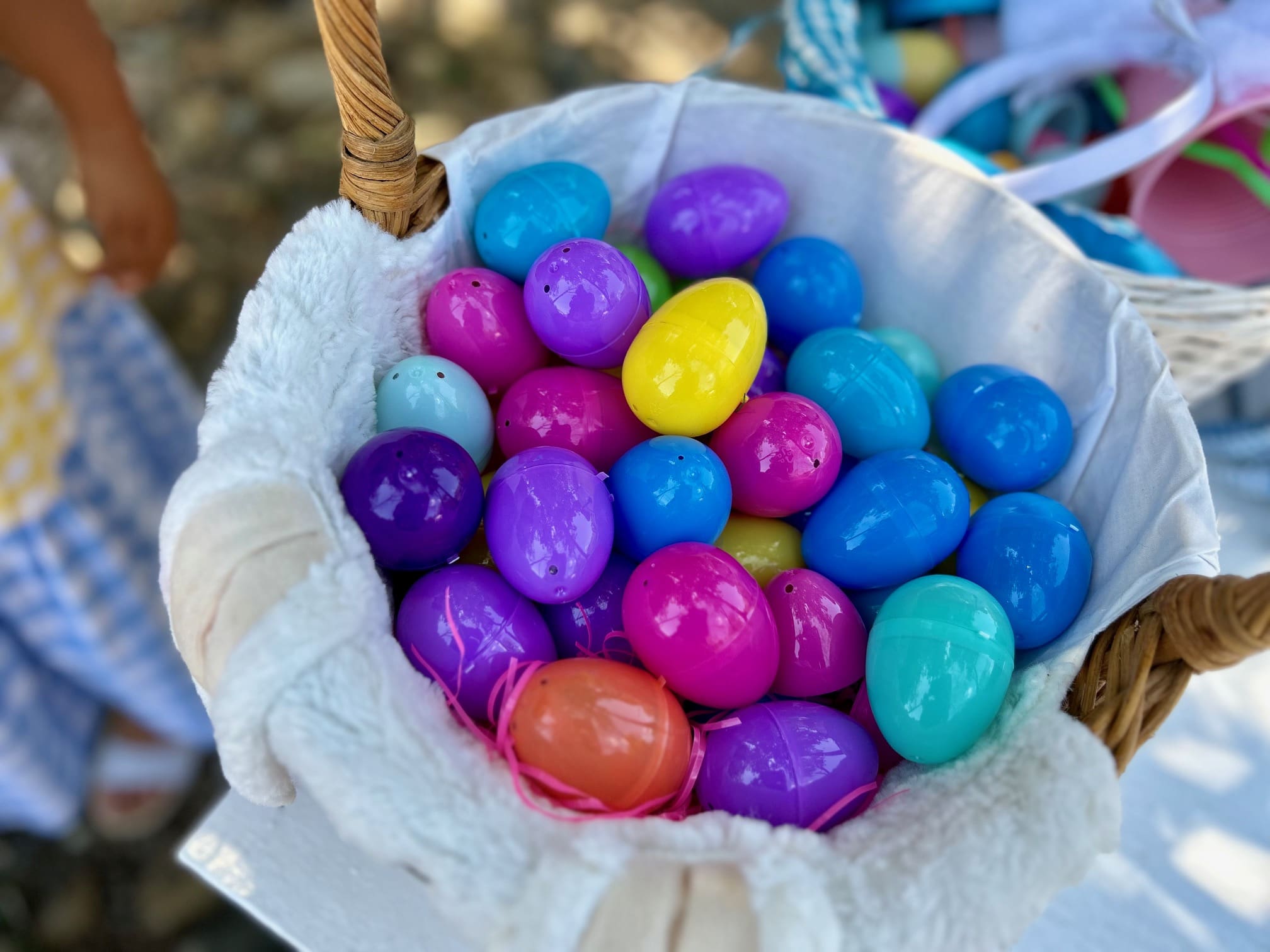 A basket of colorful eggs. (Source photo by Nyomi Gumbs)