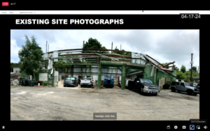 Photo shows existing condition of DPW’s hurricane-ravaged maintenance building in Est. Susannaberg. (Screenshot from a Senate session of the Committee of the Whole Wednesday)