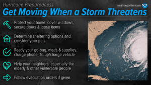 Hurricane preparedness tips if a cyclone is approaching a region. (Photo courtesy NOAA)