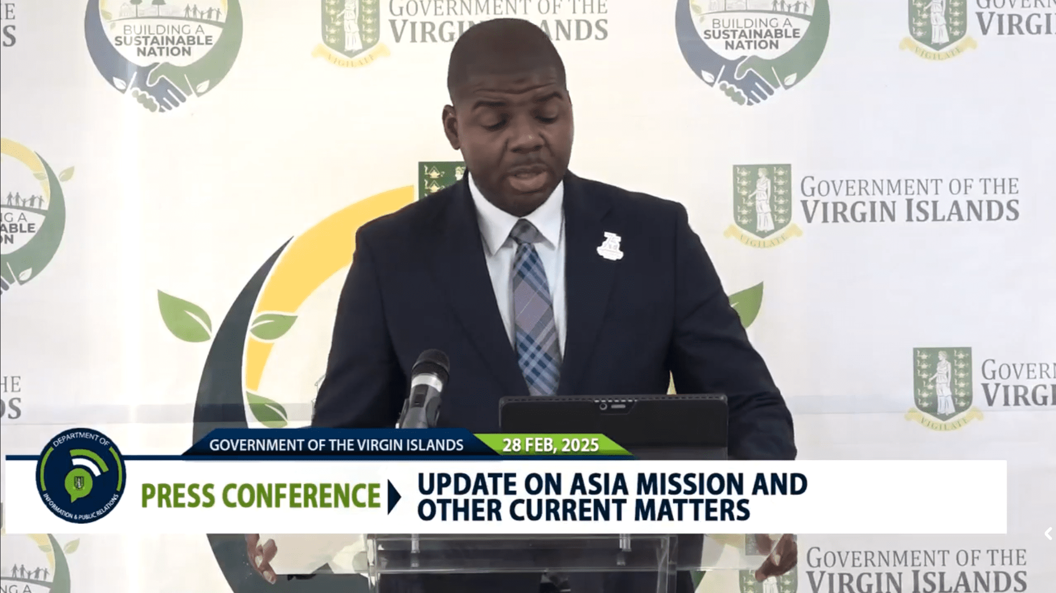BVI Premier Natalio Wheatley addresses proposed USVI tariffs against the British Virgin Islands during a press conference Friday on Tortola. (Screenshot from Facebook)