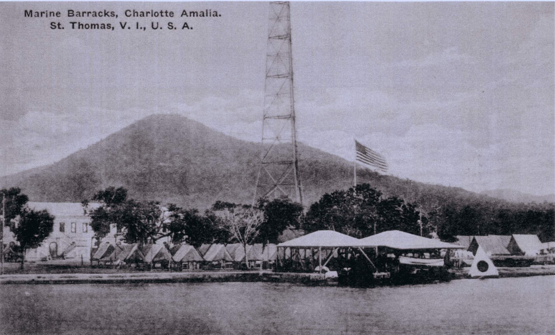 As a result of the purchase of the Virgin Islands, the United States saw it fit to establish a naval base on St. Thomas and Water Island for a safety net for the Panama Canal and to prevent the German acquisition of the Danish West Indies. Pictured is the military base in Sub Base in the 1940s on St. Thomas. (Photo courtesy Whim Museum Archives)