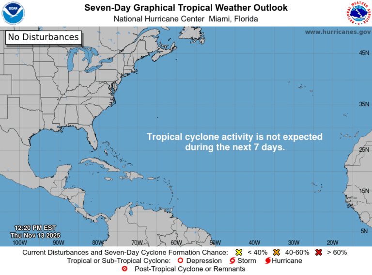 Tropical Outlook: Cyclone Development Not Expected During Final Weeks of Hurricane Season; Choppy Seas to Affect USVI and Puerto Rico