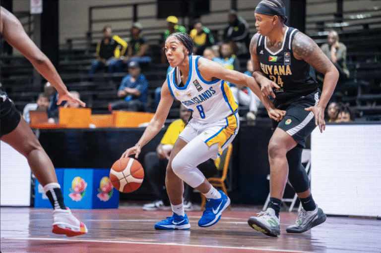 Taylor Jones drives to the basket in the USVI game against Guyana. (Submitted Photo)