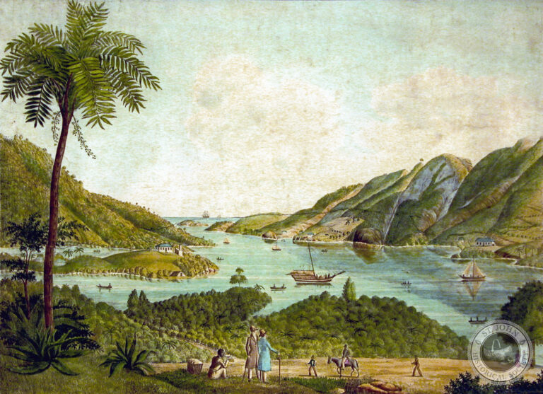 A painting of Coral Bay by Robert H. Schomburgk, dated 1833. (Image courtesy Michael and Jane Sheen collection)