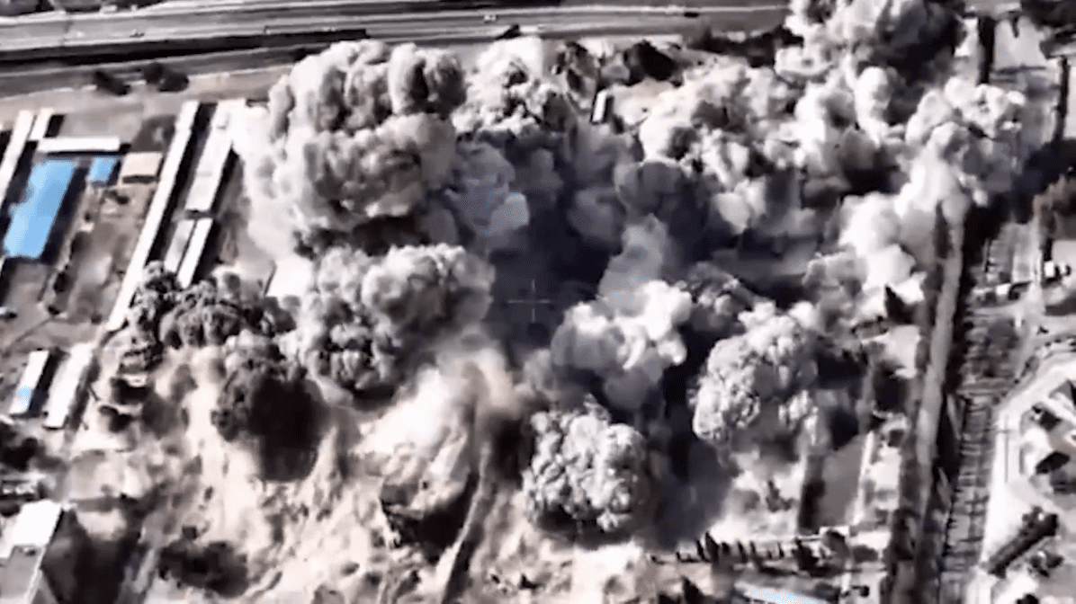 An image posted on the White House’s website March 1 shows the U.S. strike on the Tehran compound of Iran’s Supreme Leader Ayatollah Ali Khamenei, who was killed in the attack. (Image courtesy White House)