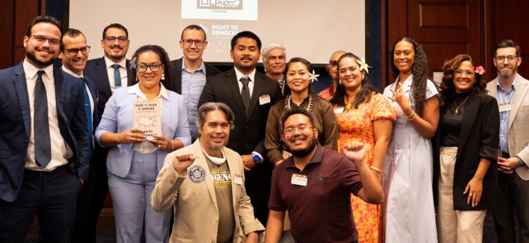 A bipartisan group of lawmakers and territorial advocates gathered in Washington, D.C., Thursday to brief congressional staff and other policy leaders on what “consent of the governed” means for people in U.S. territories. (Image courtesy Right to Democracy)