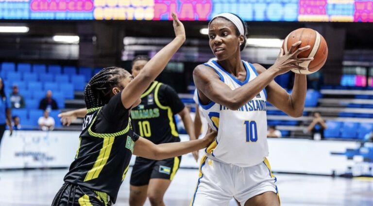 Natalie Kleemann-Day, #10 for the USVI, decides her next move during the USVI quarterfinal game against the Bahamas at the FIBA Women’s CentroBasket Qualifier. (Submitted Photo).