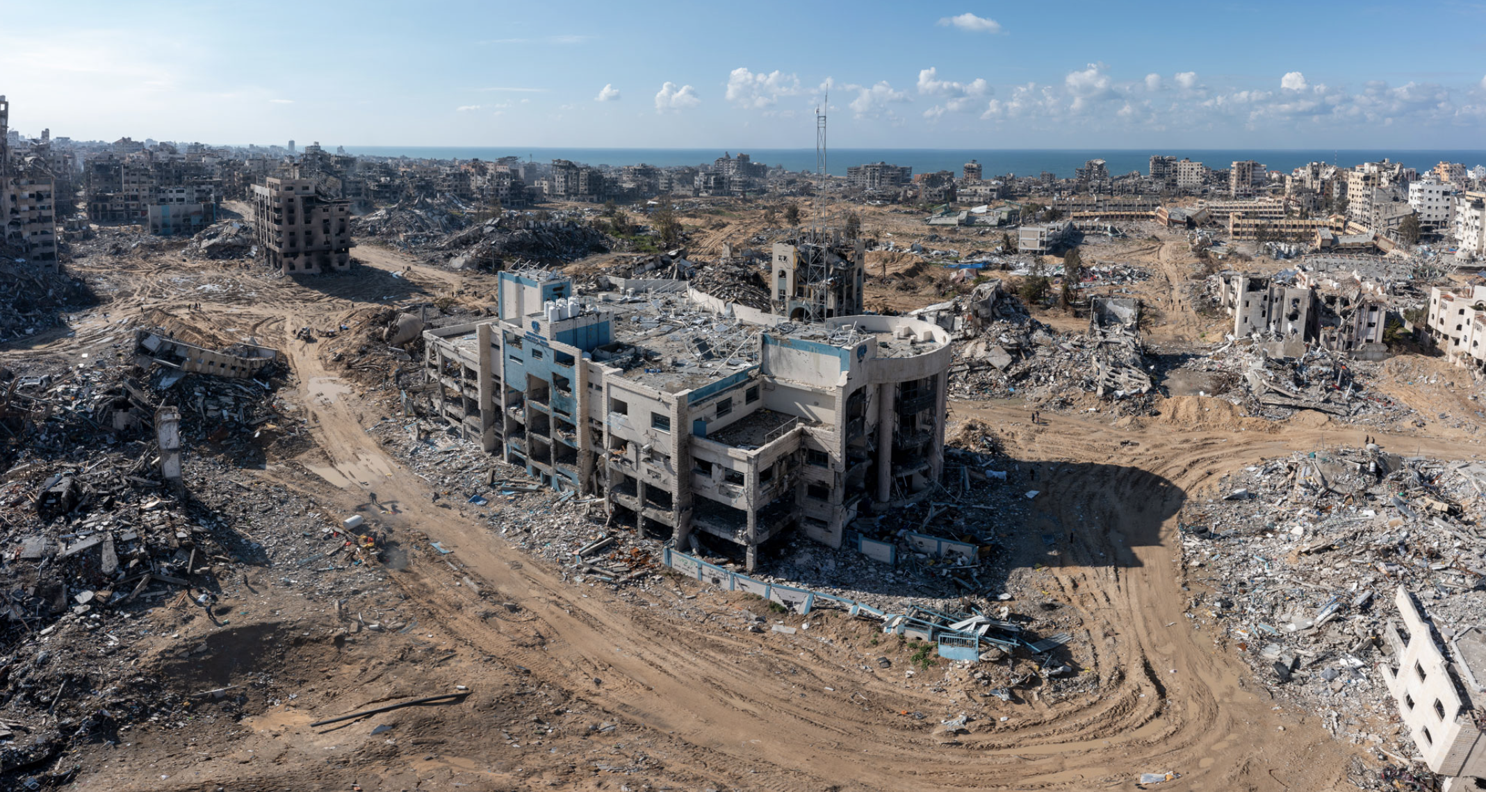 November 2023: Widespread destruction in Gaza CityPhotographer’s note: “I took this photo a couple of days following heavy bombardment targeting one of the most vibrant neighbourhoods in Southern Rimal, middle of Gaza City. I was shocked by the level of destruction. I barely knew the buildings I used to know very well. All gone, becoming a wasteland. I have been working as a photographer for 23 years across the Gaza Strip. I have never witnessed such pain.”